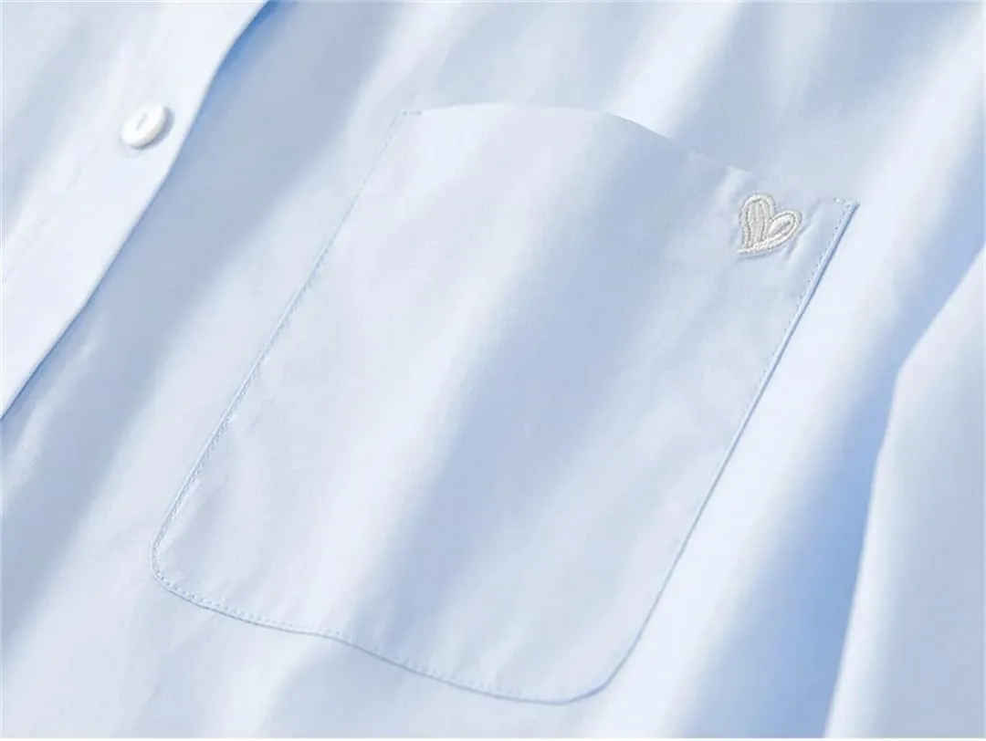 Women Casual Patchwork Cotton Shirts Lapel Single Breasted Blouse Office Lady Basic Work Top