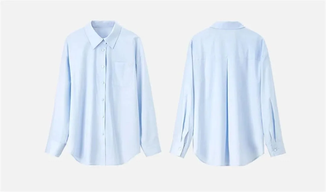 Women Casual Patchwork Cotton Shirts Lapel Single Breasted Blouse Office Lady Basic Work Top