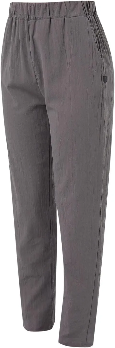 Womens Linen Pants with Pockets High Waist Comfy Casual Pants Lightweight Loose Trousers Straight Leg Baggy Trousers