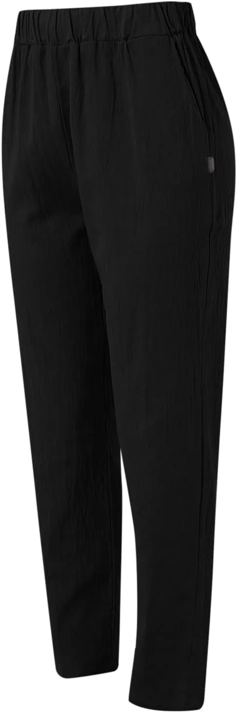 Womens Linen Pants with Pockets High Waist Comfy Casual Pants Lightweight Loose Trousers Straight Leg Baggy Trousers