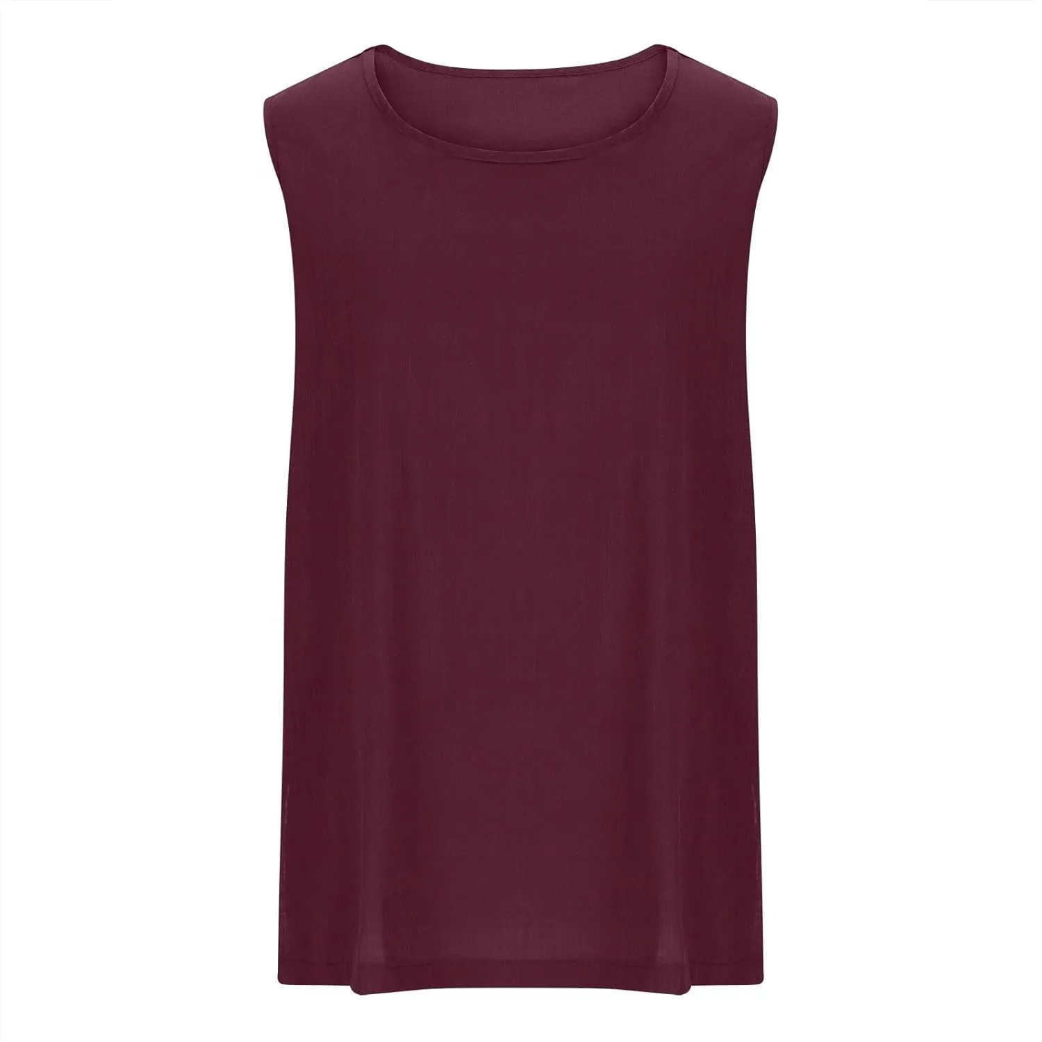 Womens Linen Tank Top Loose Casual Crew Neck Sleeveless Solid Color Camisole Side Split Vacation Flowy Shirt Vest